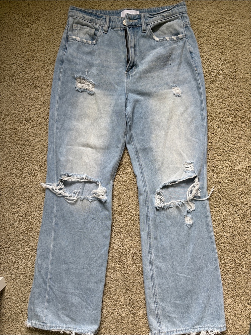 Vervet Blue Light Blue Distressed Women's Straight-Leg Jeans -size 29